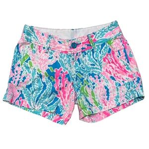 Lilly Pulitzer Sz 00 Let's Cha Cha Callahan Cotton Short Shorts